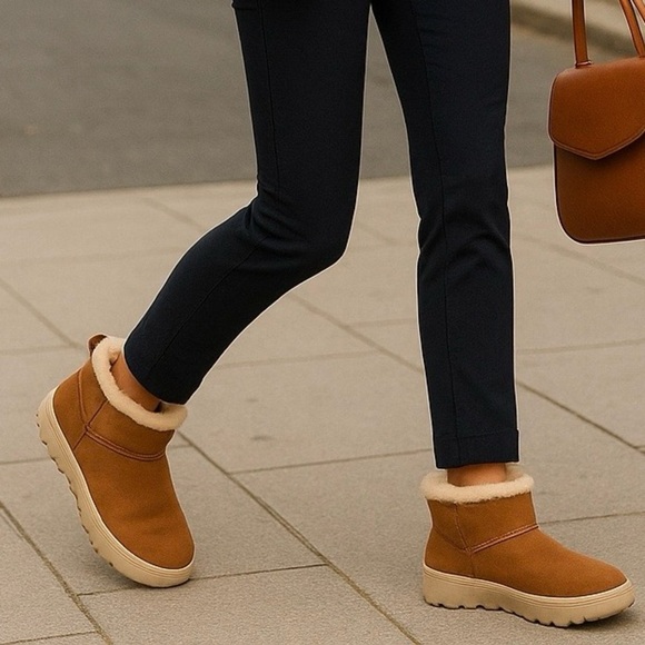 UGG Chestnut Suede Platform Booties Women 10 / Men 9 New without Box - Picture 1 of 7
